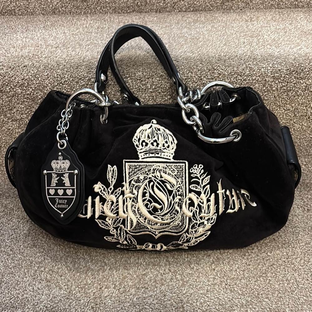 Juicy Couture Black Shoulder Bag with Silver Chain Details